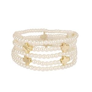 5 Row Cross & Pearl Beads Bracelet